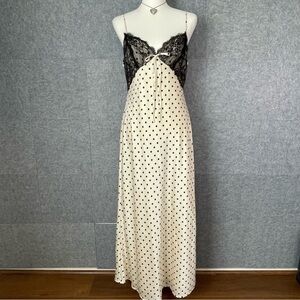 Jessica Simpson Black Lace and Cream Polka Dot Maxi Dress